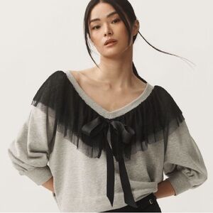 Maeve Gray and Black Textured Top